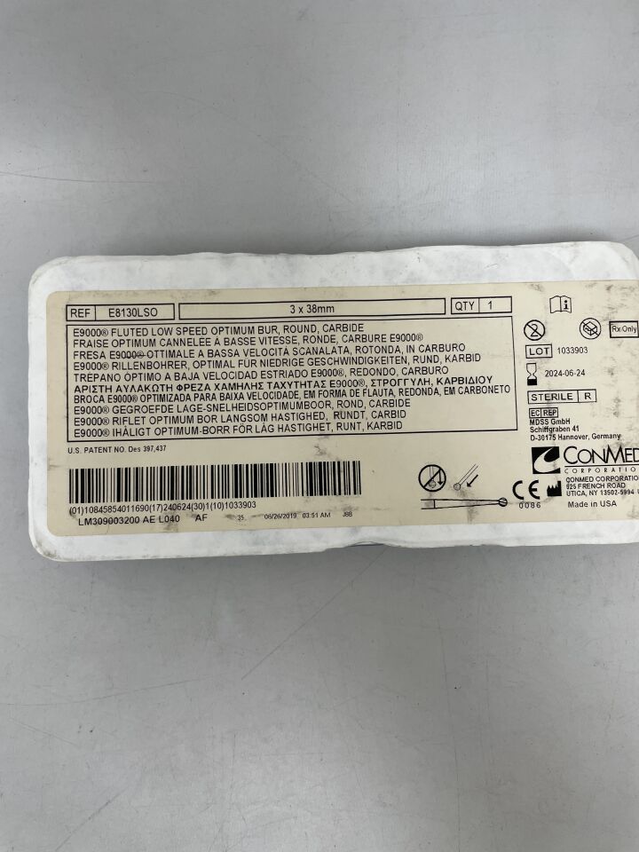 E8130LSO - CONMED - Fluted Low Speed Optimum Bur, Round 3mm, (EA) - ( Expiry Date: 2024-03-30 )