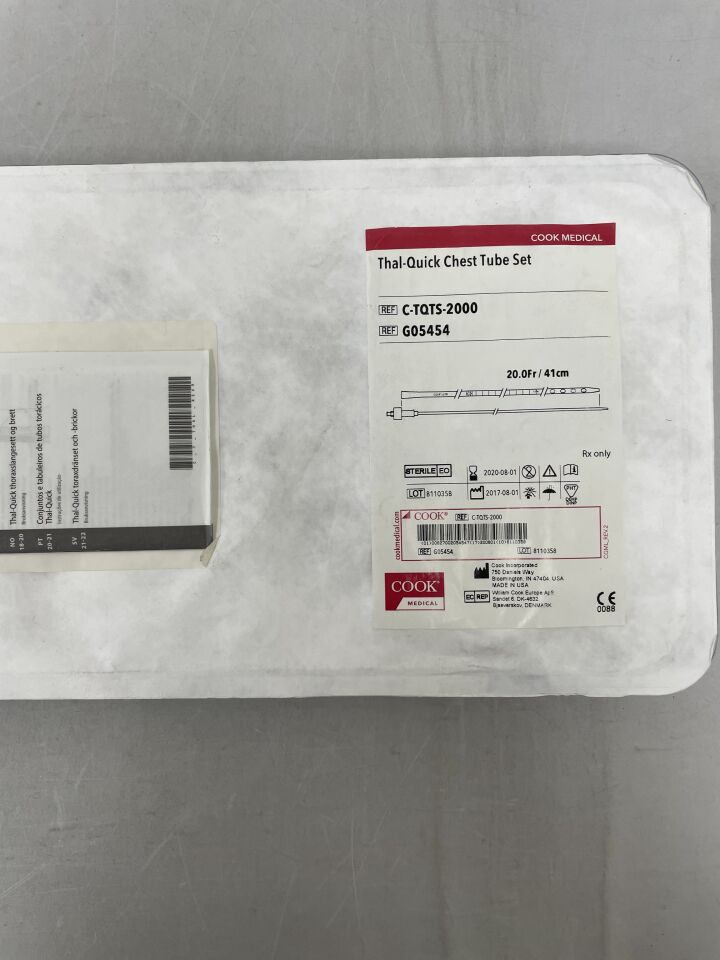 G05454 - COOK - Thal-Quick Chest Tube Set 20F x 41cm, (EA) - ( Expiry Date: 2020-08-01 )