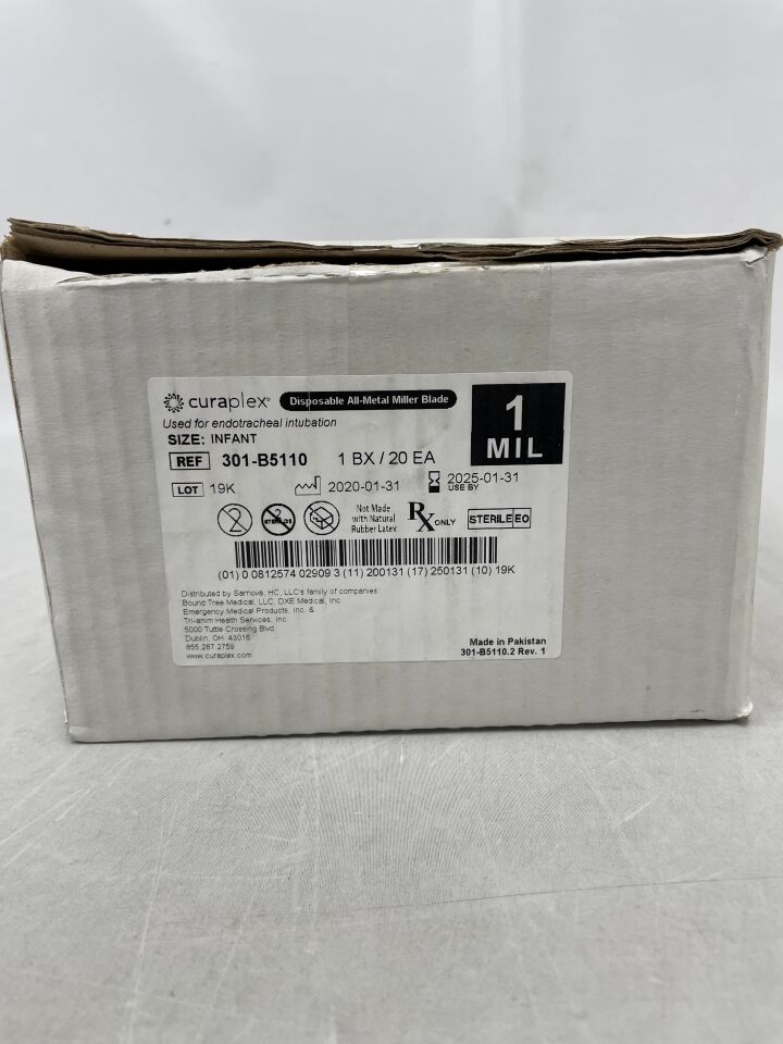 301-B5110 - SARNOVA - Curaplex Miller Blade for endotracheal intubation, 1mil , (BX/20) - ( Expiry Date: 2025-01-31 )