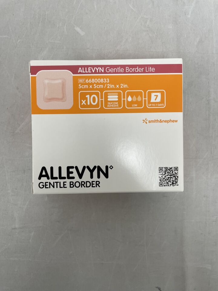 66800833 - SMITH & NEPHEW - Allevyn Gentle Border Lite, 5 x 5cm, (BX/10) - ( Expiry Date: 2024-10-01 )