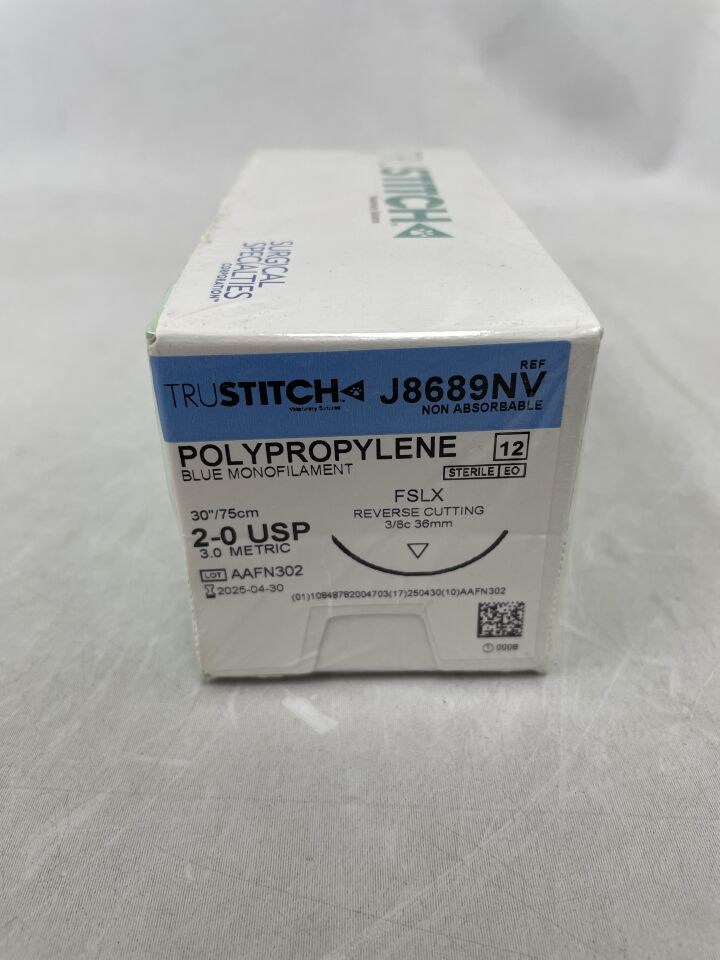 J8689NV - SURGICAL SPECIALTIES - TruStitch Polypropylene 5-0 Blue 18", P-3 Precision Reverse Cutting 13, (BX/12) - ( Expiry Date: 2025-04-30 )