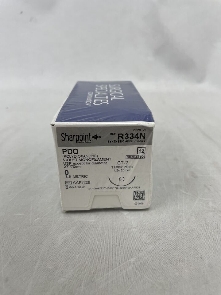 R334N - SURGICAL SPECIALTIES - 0 Sharpoint PDO violet 27" CT-2 taper, (BX/12) - ( Expiry Date: 2024-12-31 )