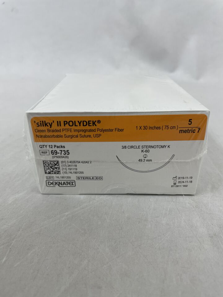 69-735 - TELEFLEX - Silky II Polydek Green Braied PTFE Impregnated Polyester Fiber 49.2mm, (BX/12) - ( Expiry Date: 2024-11-18 )