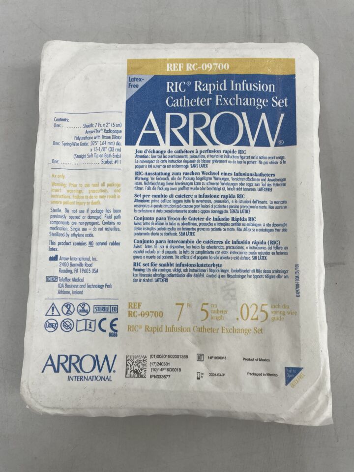 RC-09700 - TELEFLEX - ric rapid infusion catheter exchange set 7f x 5cm, (EA) - ( Expiry Date: 2024-03-31 )