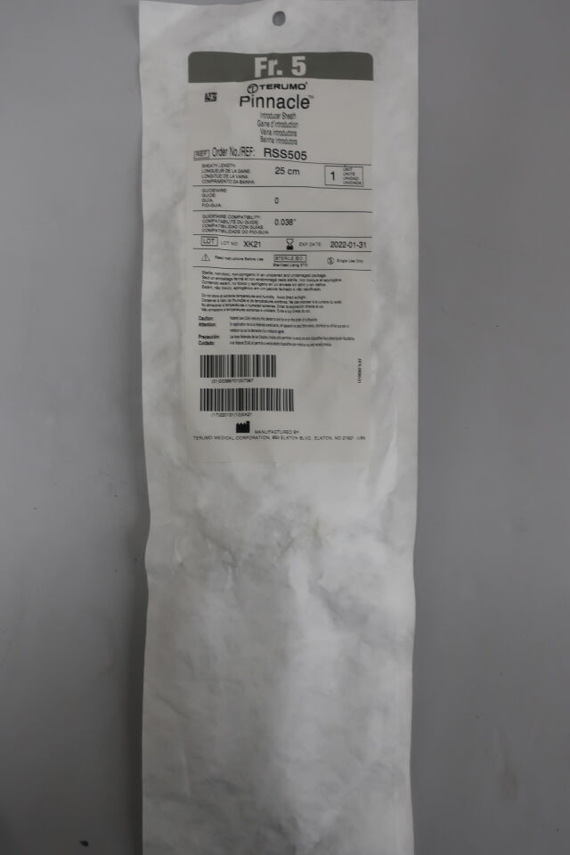 RSS505 - TERUMO - Pinnacle TIF Tip Peripheral Introducer Sheath, 5 Fr ID x 25 cm Length, (EA) - ( Expiry Date: 2024-10-01 )