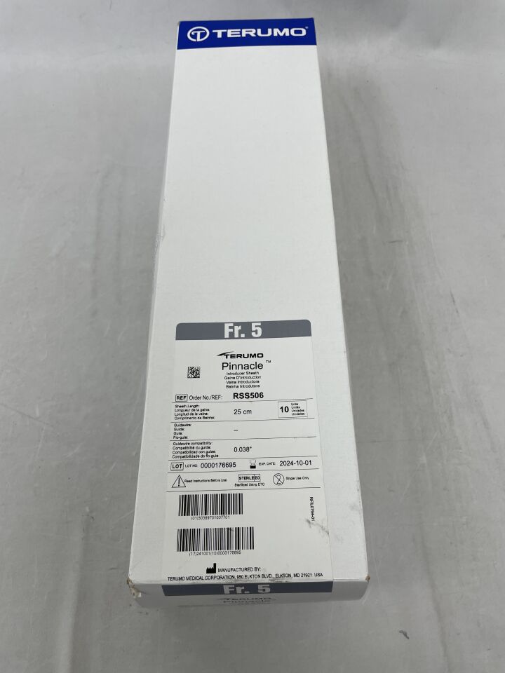 RSS506 - TERUMO - Pinnacle Introducer Sheath, 5 ID x 25 cm Length, (BX/10) - ( Expiry Date: 2024-10-01 )