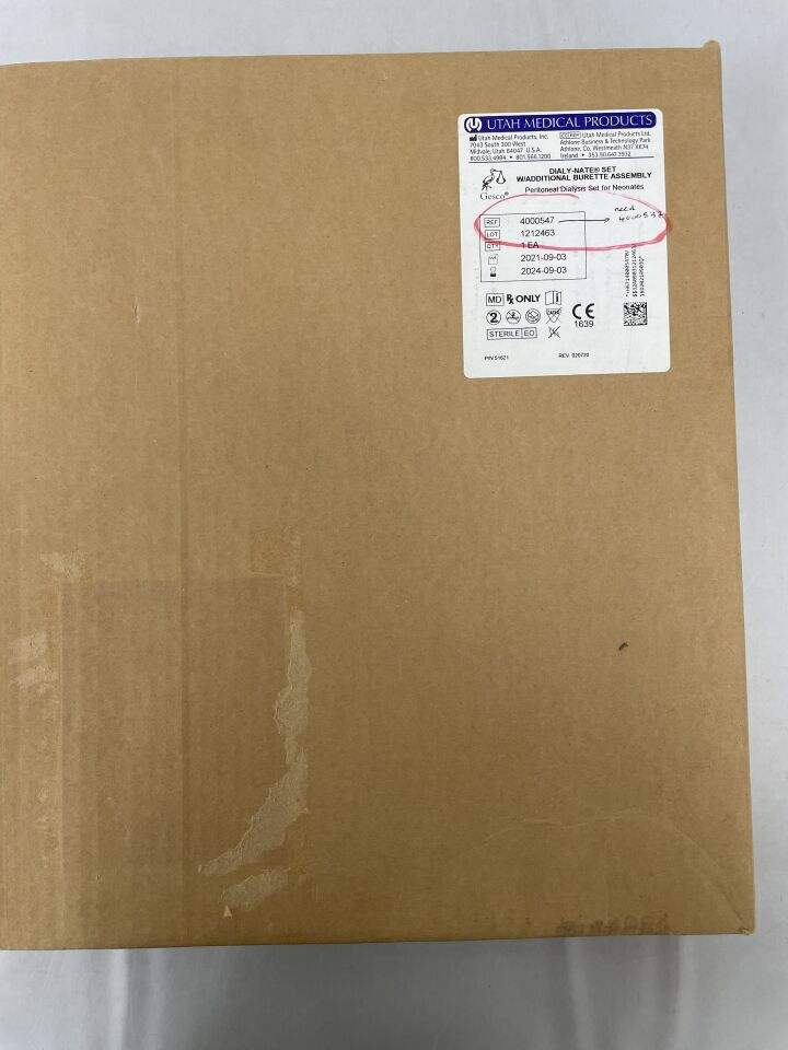 4000547 - UTAH MEDICAL - Dialy-Nate Set W/Additional Burette Assembly, Peritoneal Dialysis Set , (BX/1) - ( Expiry Date: 2024-09-03 )