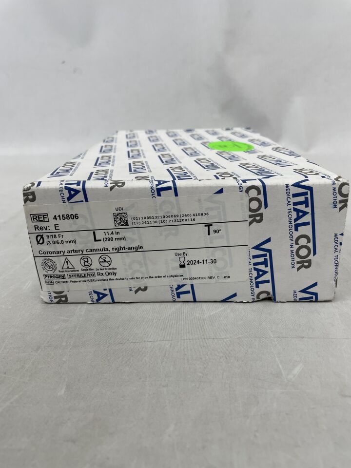 415806 - VITALCOR - Coronary Artery Perfusion Cannula with balloon, right angle, 9/18Fr x 290mm, () - ( Expiry Date: 2024-11-30 )