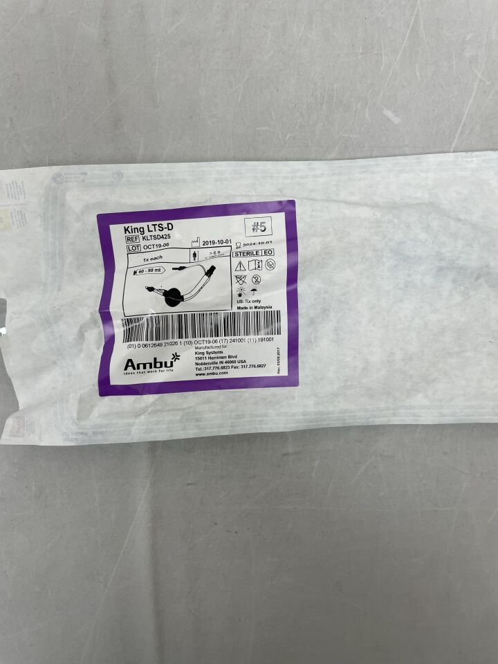 KLTSD425 - AMBU - King LTS-D Disposable Laryngeal Tube #5, (EA) - ( Expiry Date: 2024-10-01 )