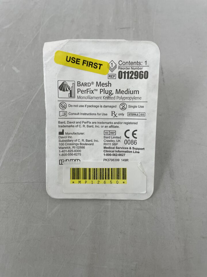 112960 - BARD - Mesh Perfix Plug: Medium, 3.3cm x 3.9cm, (EA) - ( Expiry Date: 2024-03-28 )