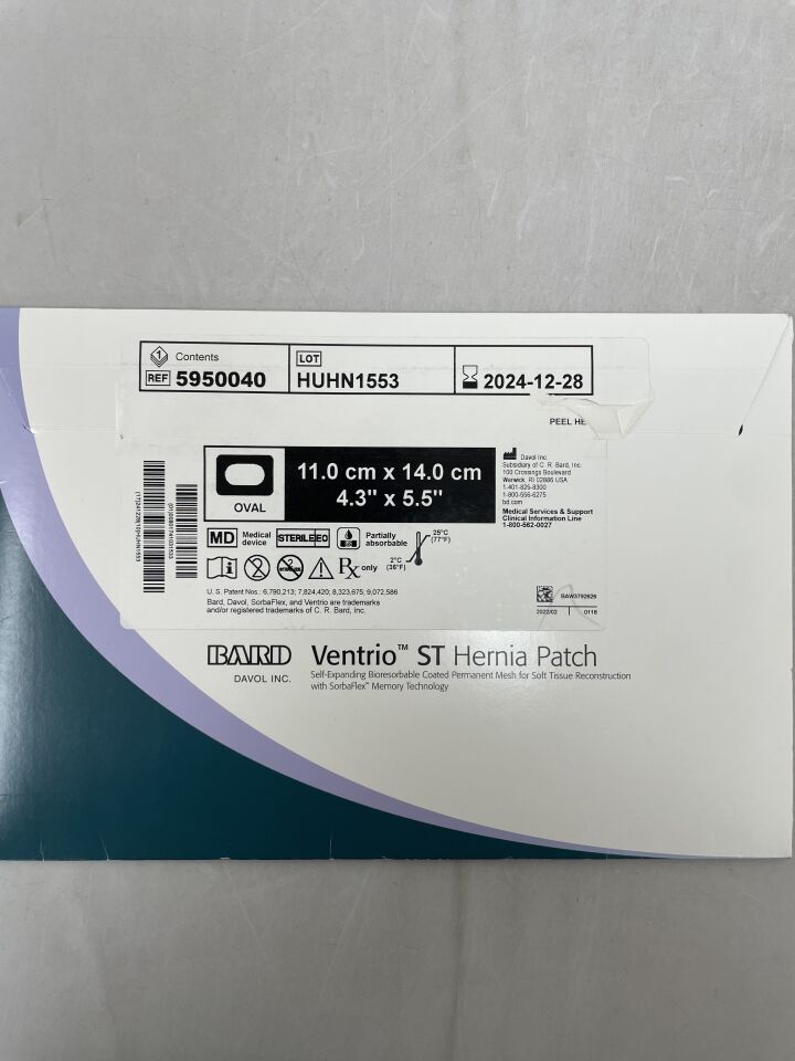 5950040 - BARD - Ventrio ST Hernia Patch, Medium Oval 11cm x 14cm, (BX/1) - ( Expiry Date: 2024-12-28 )