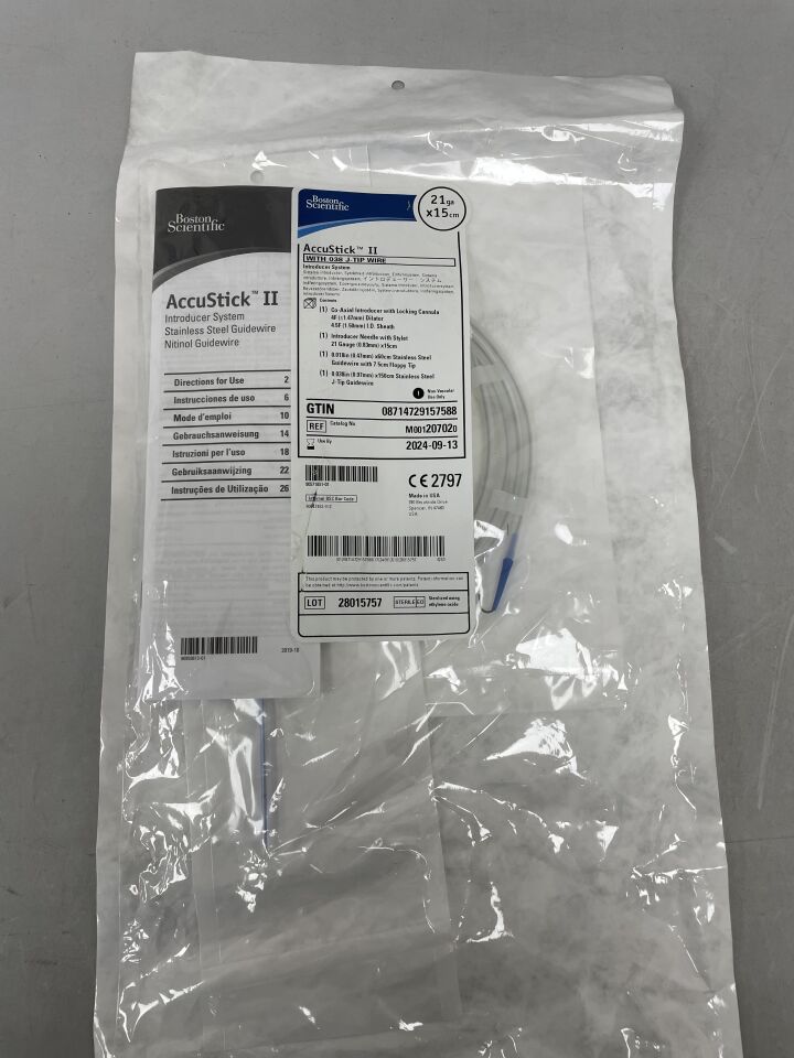 20702 - BOSTON SCIENTIFIC - AccuStick II Introducer System, with 038 J-Tip Wire, 21ga x 15cm, (EA) - ( Expiry Date: 2024-09-13 )
