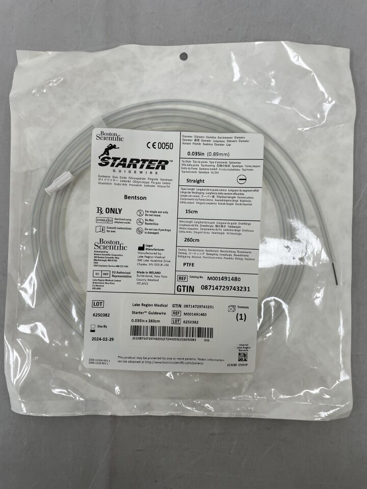 49148 - BOSTON SCIENTIFIC - Starter Guidewire - Bentson Straight - .035" x 260cm, () - ( Expiry Date: 2024-02-29 )