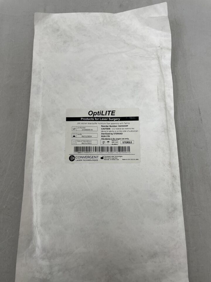 SGH1020F - CONVERGENT LASER TECHNOLOGIES - Optilite 200 micron blue buffer holmium fiber assembly with flat tip, (EA) - ( Expiry Date: 2024-06-21 )