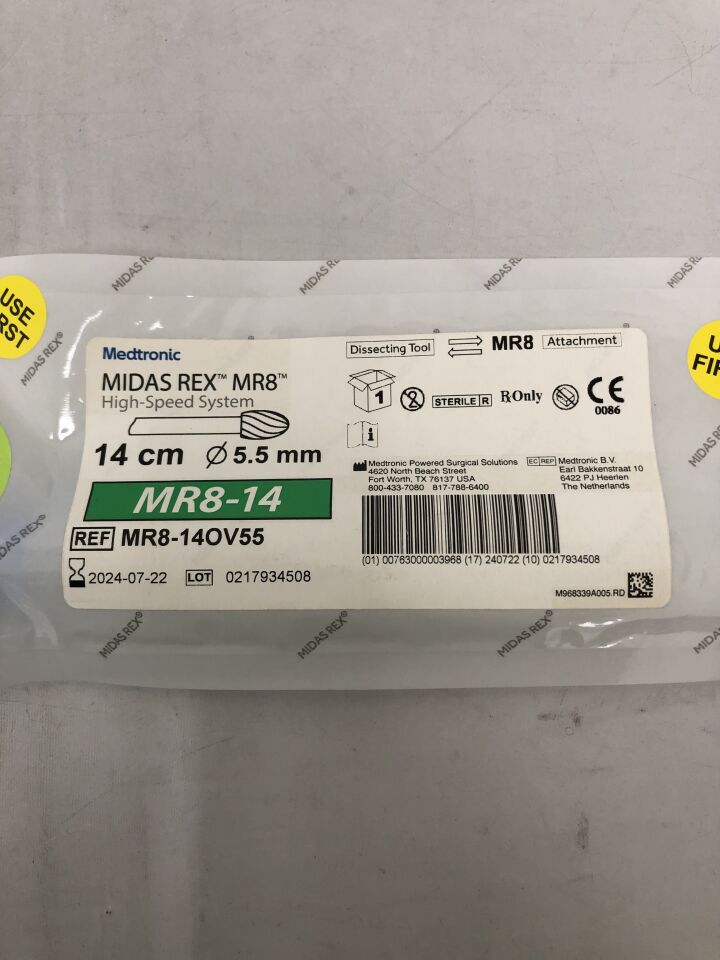 MR8-14OV55 - MEDTRONIC - Midas Rex MR8 High-Speed System Dissecting Tool, 5.5mm diameter, 14cm burr, () - ( Expiry Date: 2024-07-22 )