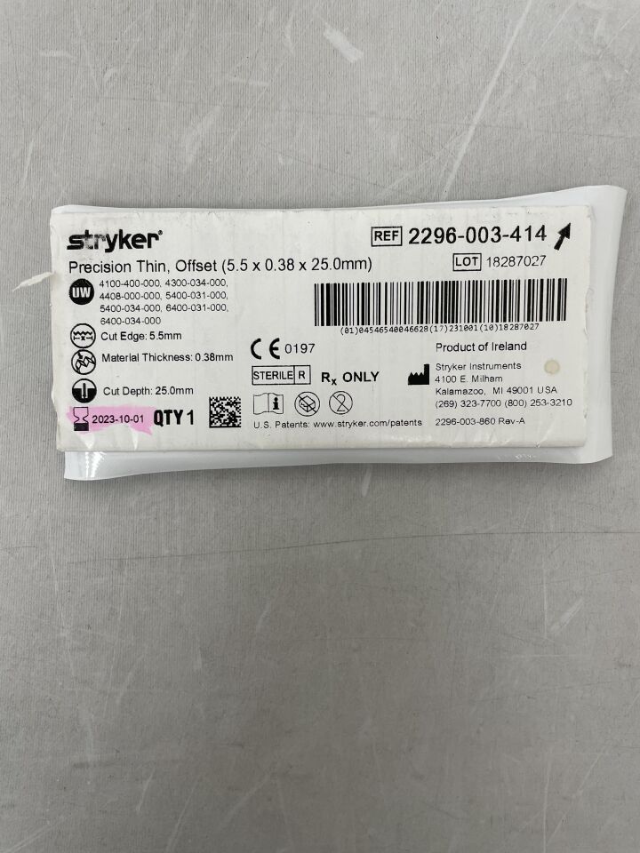 2296-003-414 - STRYKER - Precision Thin Long Narrow Blade, 25 L x 5.5 mm W, (EA) - ( Expiry Date: 2023-10-01 )