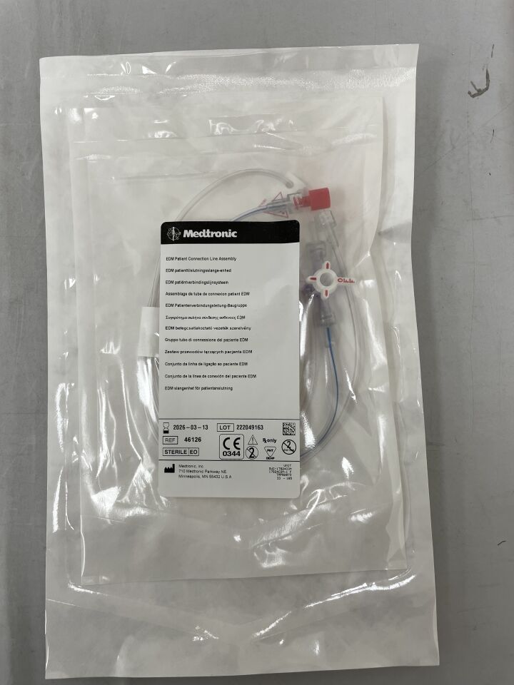 46126 - MEDTRONIC - EDM Patient Connection Line Assembly, 30 x 180 cm, Red End Plug, Stopcock , ( EA ) - ( Expiry Date : 2026-03-13 )