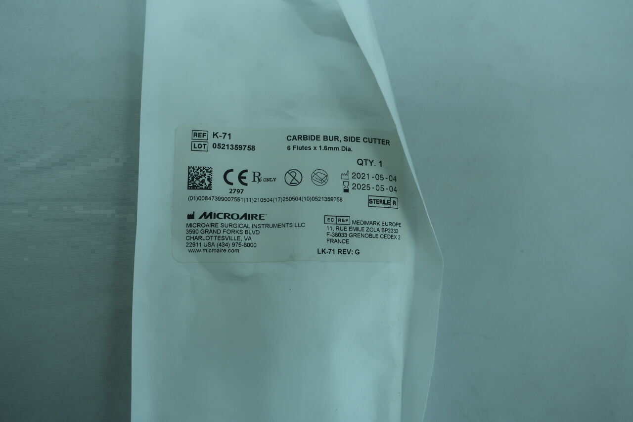 K-71 - MICRO-AIRE - 硬質合金側切銑刀,6 刃 x 1.6mm 直徑,(EA)-(有效期至:2025-05-04)