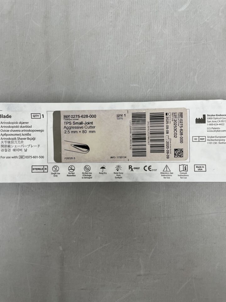 0275-628-000 - STRYKER - Cortador agresivo de 2,5 mm para juntas pequeñas (unidades) - (Fecha de caducidad: 08/09/2025)