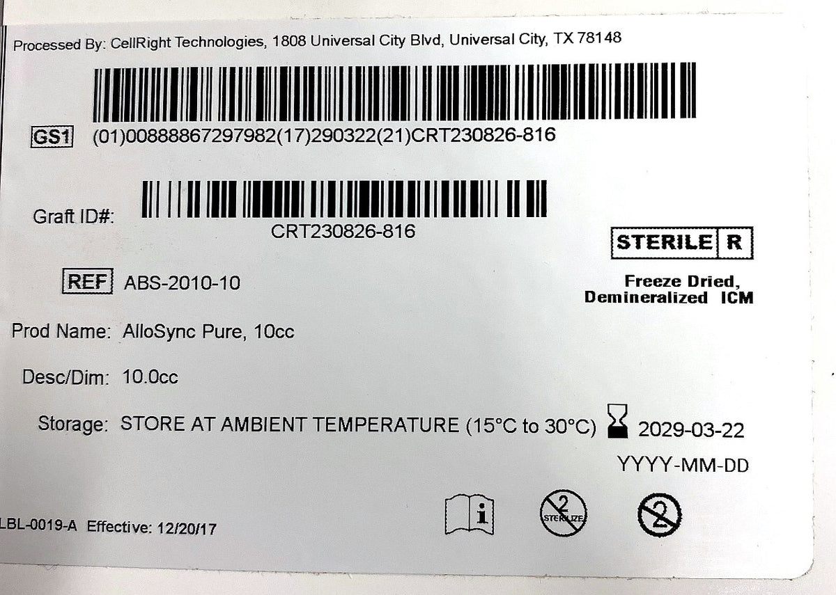 Abs-2010-10 - ARTHREX - AlloSync Pure bone graft substitute, 10.0cc., (BX/1)