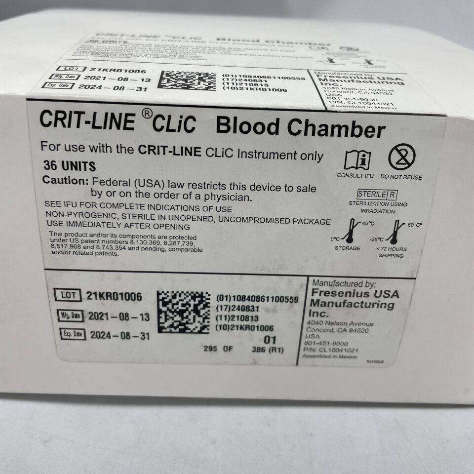 CL10041021 - FRESENIUS - Crit-Line CLiC Blood Chamber, (BX/36) - ( Expiry Date: 2024-08-31 )