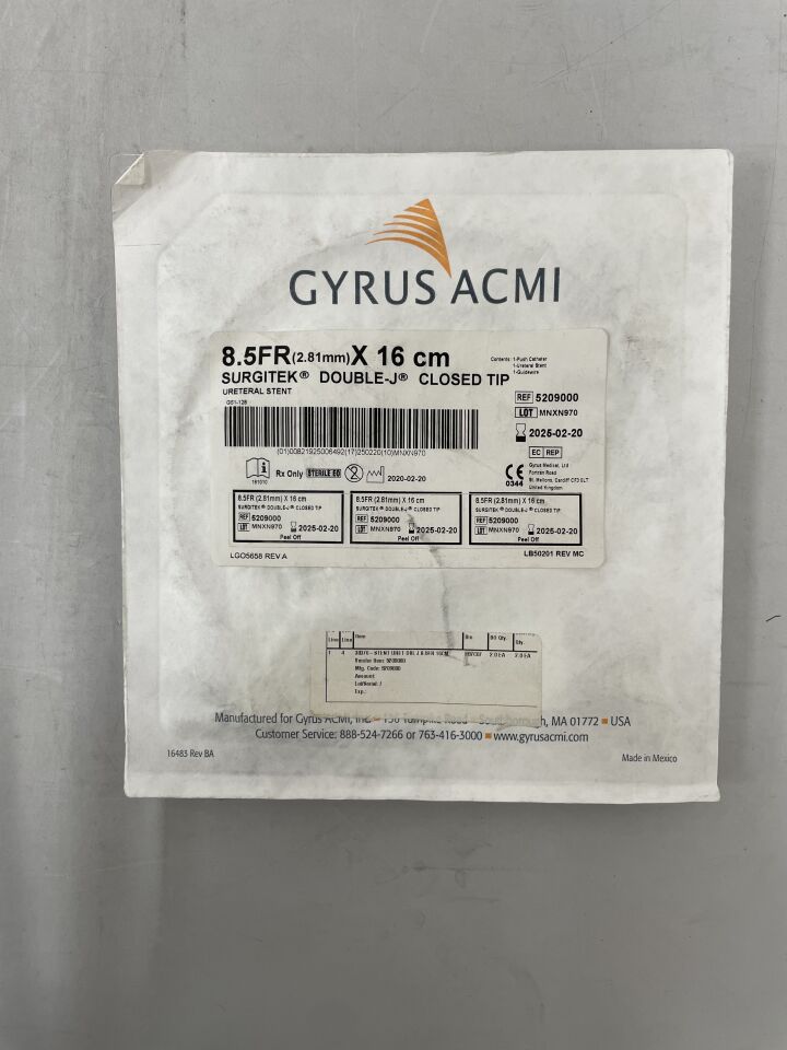 5209000 - GYRUS ACMI - Surgitek Double-J Closed Tip Ureteral Stent: 8.5F x 16cm, (EA) - ( Expiry Date: 2025-02-20 )