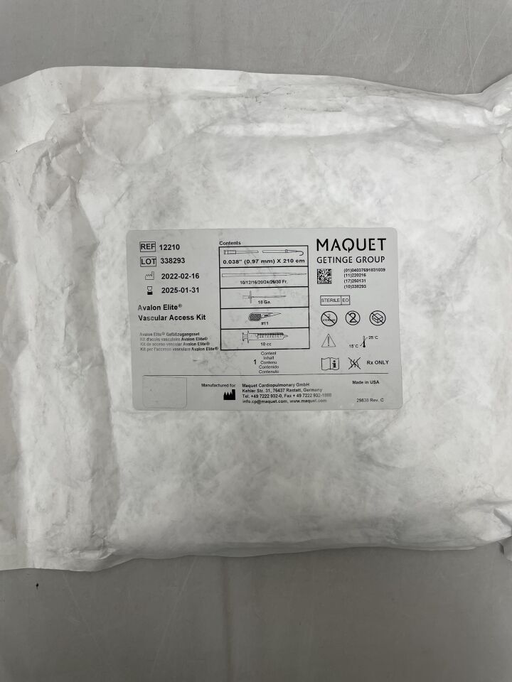 12210 - MAQUET - AVALON ELITE Vascular Access Kit, 0.038" x 210 cm, 18Ga, (EA) - ( Expiry Date: 2025-01-31 )