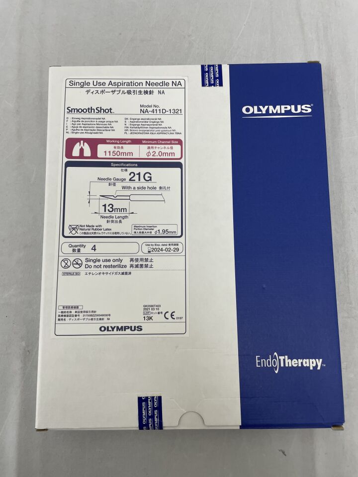 NA-411D-1321 - OLYMPUS - SmoothShot Aspiration Needle w/Side Hole, 21G x 13mm, (BX/4) - ( Expiry Date: 2024-02-29 )