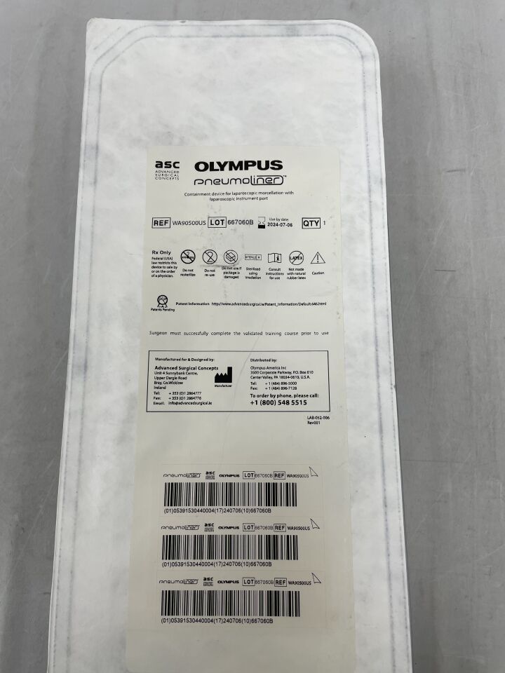 WA90500US - OLYMPUS - Pneumoliner Containment System, (EA) - ( Expiry Date: 2024-07-06 )