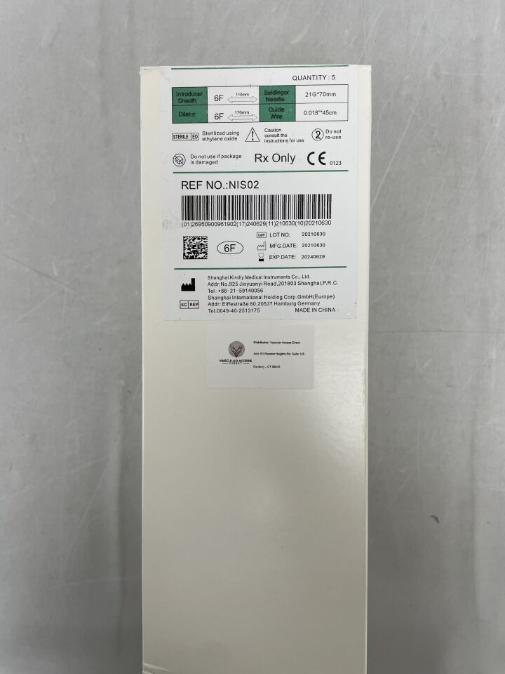 NIS02 - SHANGHAI KINDLY MEDICAL - Nitinol Wire Sheath Kit, 6F, (BX/5)