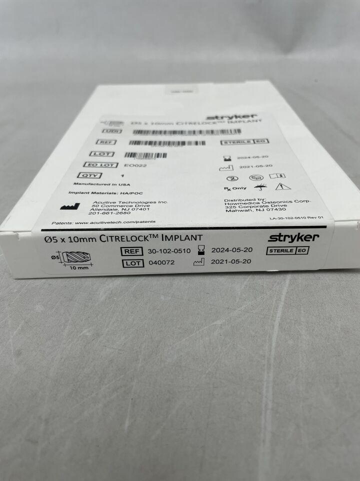 30-102-0510 - STRYKER - CITRELOCK Implant, 5 x 10mm, (BX/1) - ( Expiry Date: 2024-05-20 )