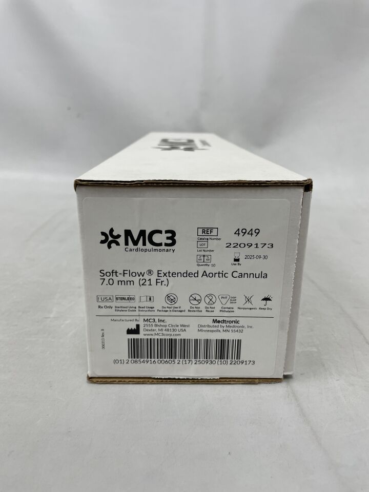 4949 - MC3 - Cardiopulmonary Soft-Flow Extended Aortic Cannula, 7mm/21F , ( BX/10 ) - ( Expiry Date : 2025-09-30 )
