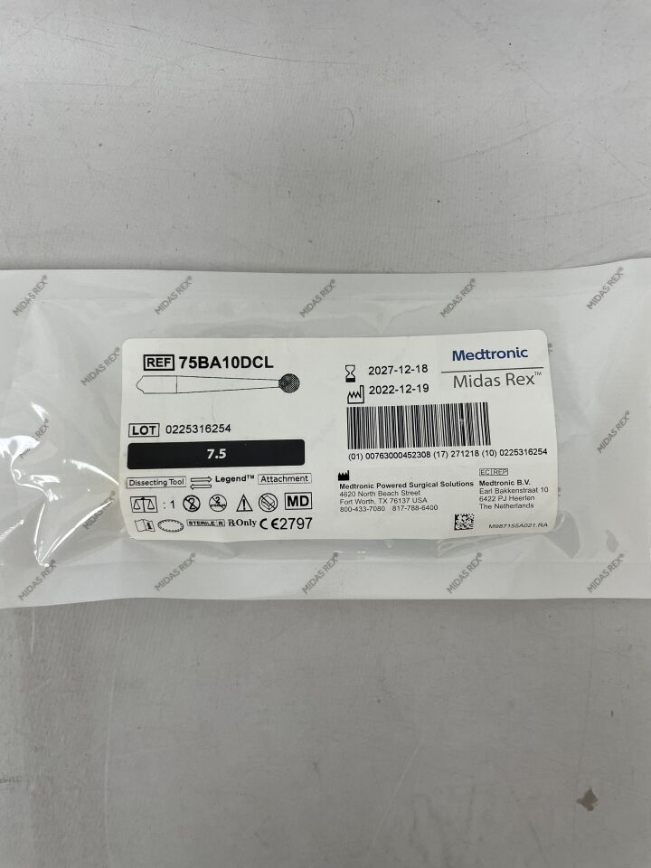 75BA10DCL - MEDTRONIC - Midas Rex Legend, Ball Diamond Coarse Long 7.5cm, 1mm , ( EA ) - ( Expiry Date : 2027-12-18 )