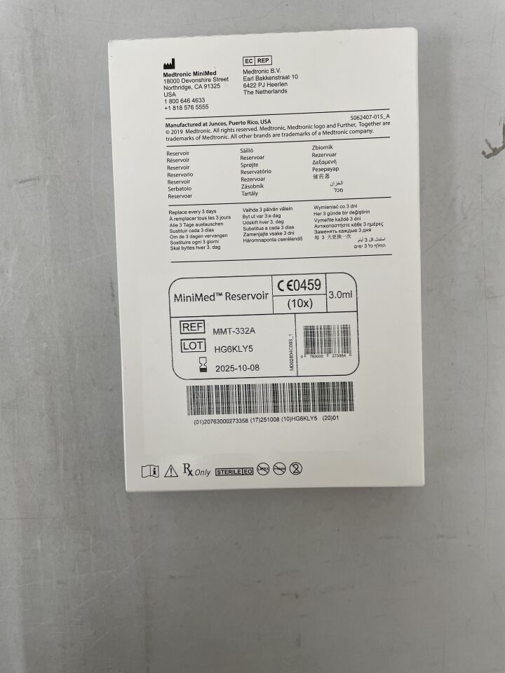 MMT-332A - MEDTRONIC - MiniMed Insulin Reservoir, holds 3.0ml , ( BX/10 ) - ( Expiry Date : 2025-10-08 )