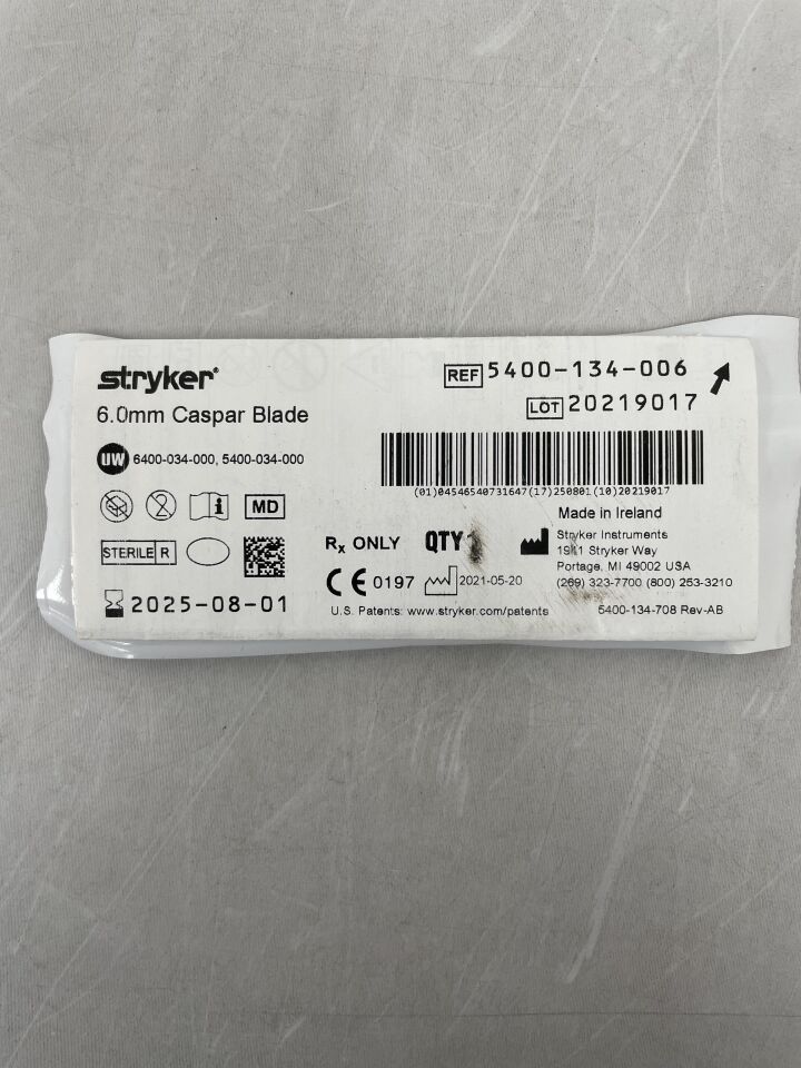5400-134-006 - STRYKER - Core Caspar Blade: 6.0mm , ( EA ) - ( Expiry Date : 2025-08-01 )