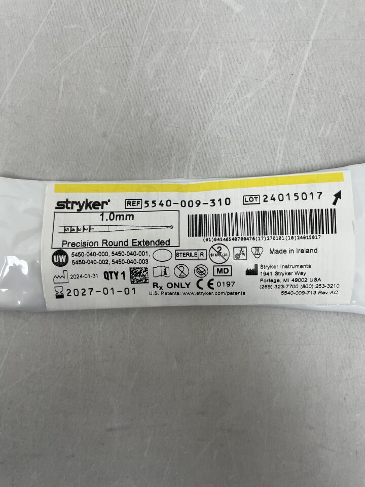 5540-009-310 - STRYKER - S2 Precision Round Bur Extended, Two-Flutes 1.0mm , ( EA ) - ( Expiry Date : 2027-01-01 )