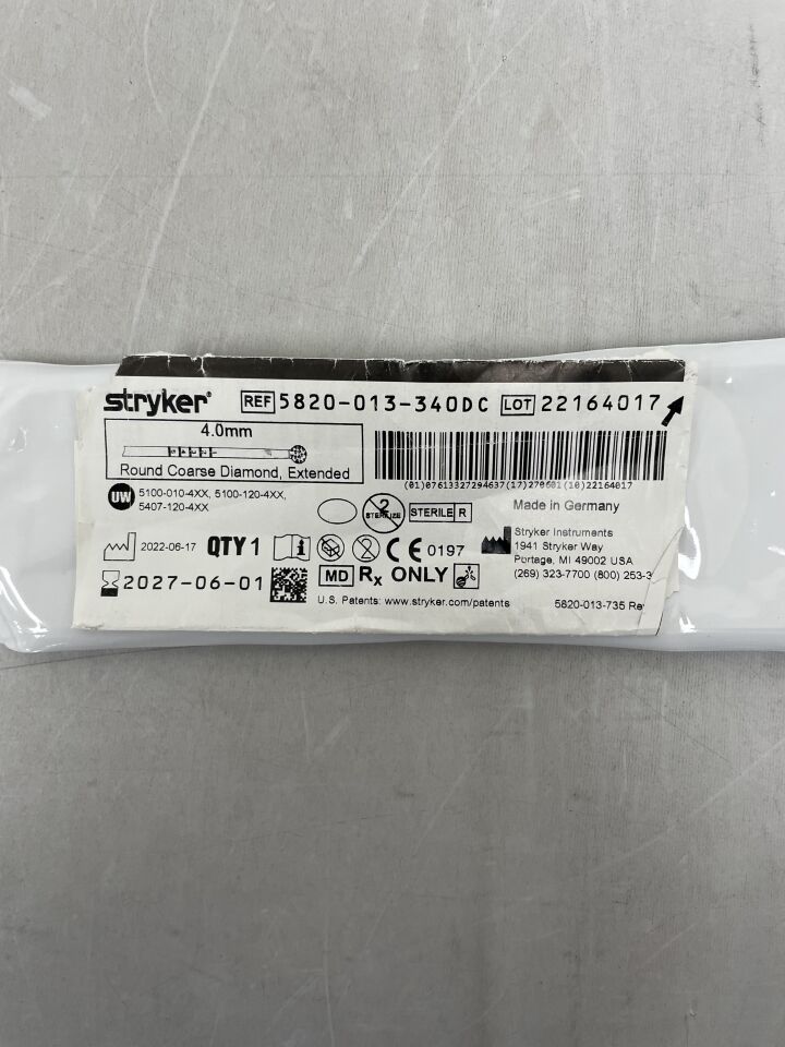 5820-013-340DC - STRYKER - 4.0mm Round Coarse Diamond, Extended , ( EA ) - ( Expiry Date : 2027-06-01 )