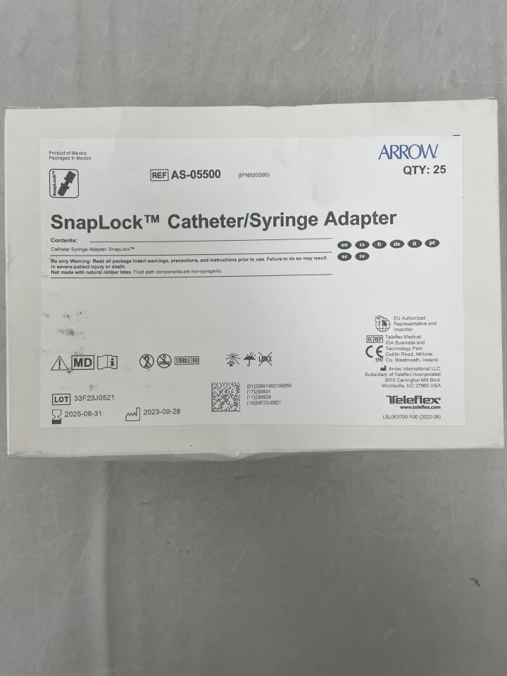 AS-05500 - TELEFLEX - SnapLock 導管/注射器轉接器,(BX/25)-(有效期至:2025-08-31)