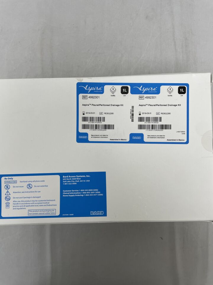 4992301 - BARD - MERIT MEDICAL Aspira Pleural/Peritoneal Drainage Kit, 1L, (BX/5) - ( Expiry Date: 2019-03-31 )