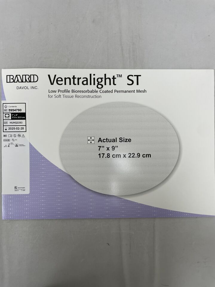 5954790 - BARD - Ventralight ST Mesh, Ellipse 7" x 9"
, (BX/1) - ( Expiry Date: 2025-02-28 )
