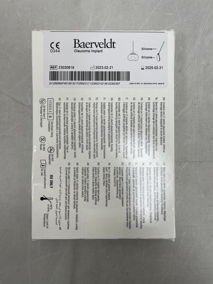 23030819 - ETHICON - BAERVELDT GLAUCOMA IMPLANT (250) Glaucoma shunt GLOBAL, BG103250, (BX/1) - ( Expiry Date: 2025-02-21 )