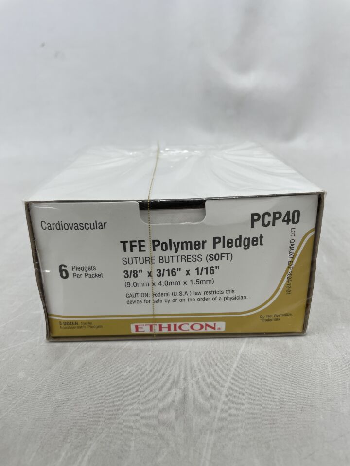 PCP40 - ETHICON - TFE Pledget Polytetrafluoroethylene Suture Buttress, 9.5 x 4.8 x 1.5 mm, (BX/6) - ( Expiry Date: 2024-12-31 )