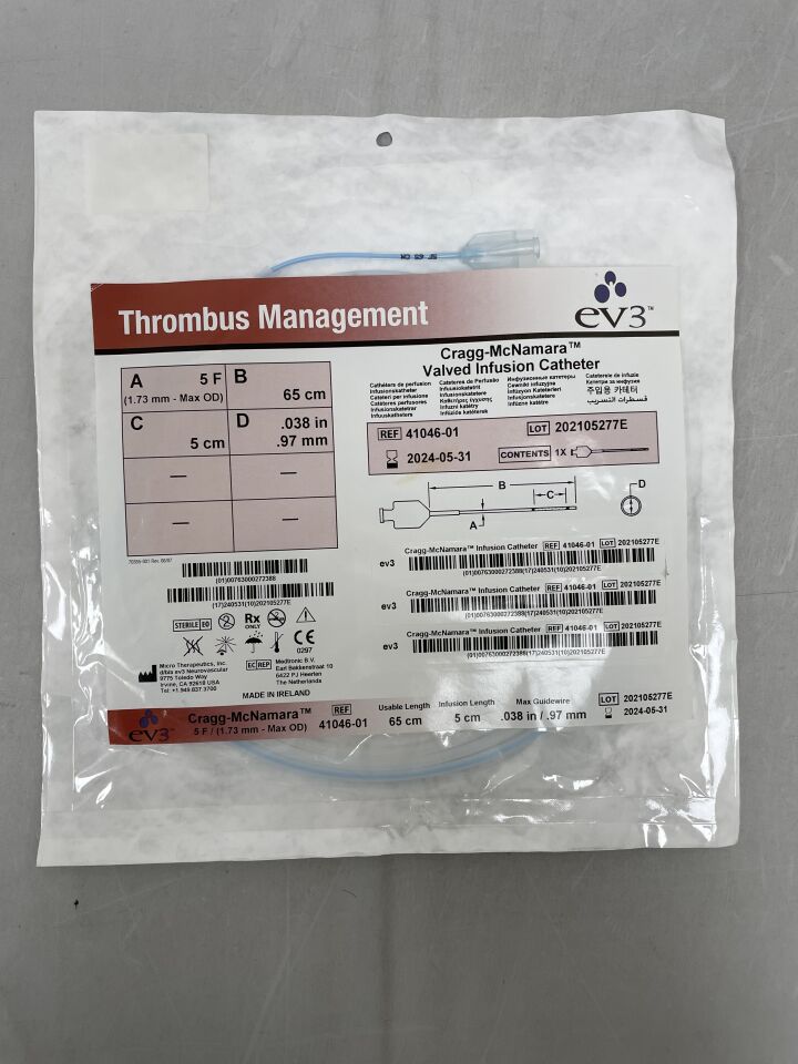 41046-01 - EV3 - ev3 Cragg-McNamara Valved Infusion Catheter 5F x 65cm x 5cm, (EA) - ( Expiry Date: 2024-05-31 )