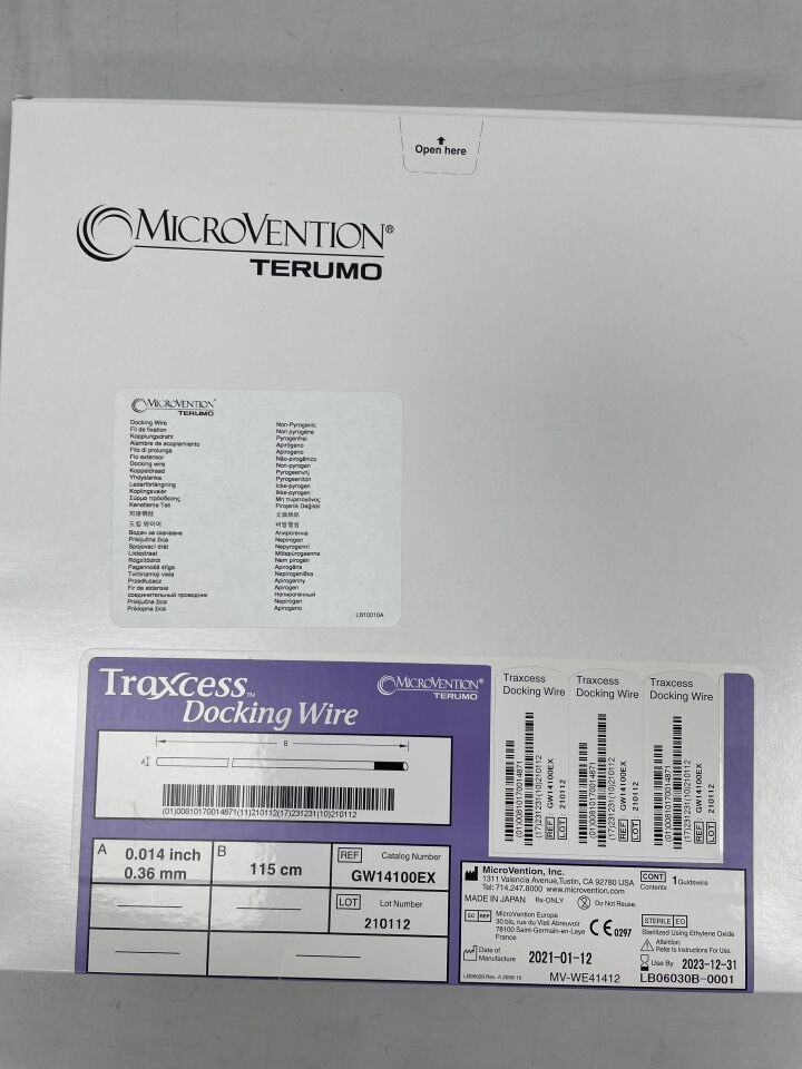 GW14100EX - EV3 - traxcess 14 docking wire 0.014" x 115cm, (BX/1) - ( Expiry Date: 2024-09-30 )