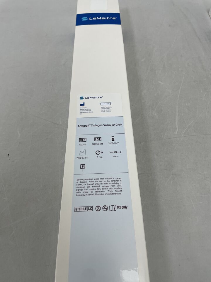 AG740 - LEMAITRE - Artegraft Collagen Vascular Graft 7.5mm x 6.5mm, 43cm, (BX/1) - ( Expiry Date: 2025-01-28 )