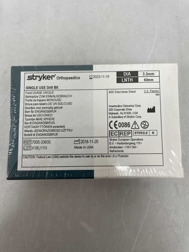 7005-3360S - STRYKER - Drill Bit, 3.3 dia. x 40 mm Length, (BX/1) - ( Expiry Date: 2023-11-19 )
