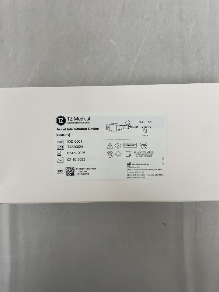 IDD-0001 - TZ MEDICAL - AccuFlate Inflation Device, 20mL, (BX/1) - ( Expiry Date: 2025-02-09 )