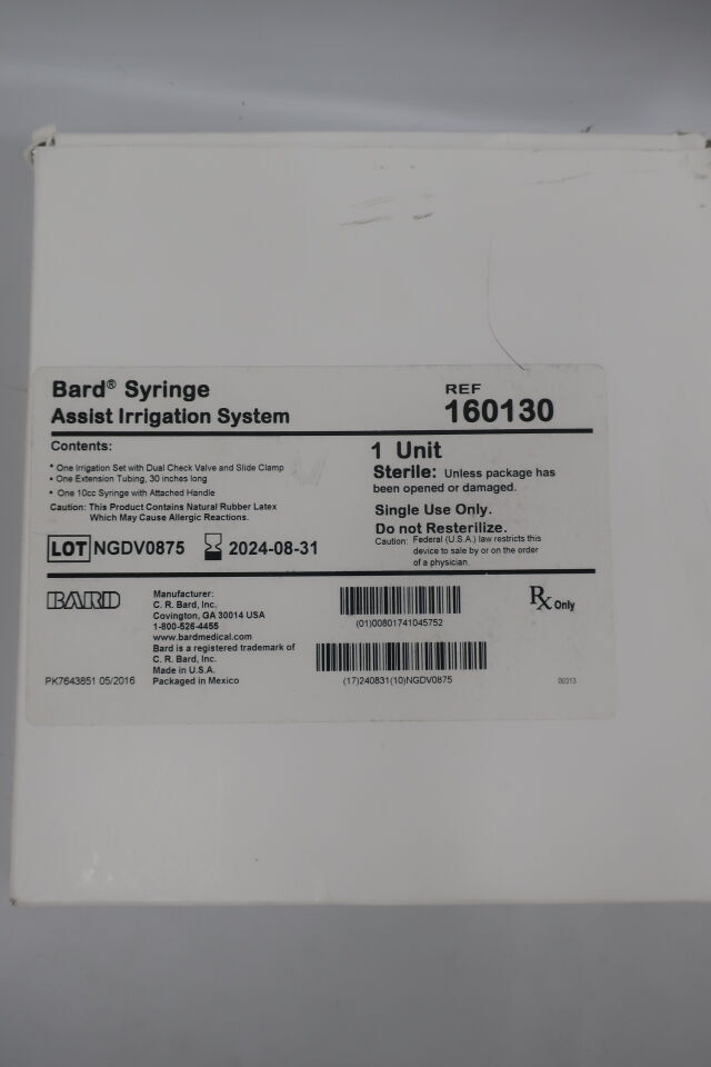 160130 - BARD - syringe assist irrigation system - 30" tubing, 10cc syringe, (BX/1) - ( Expiry Date: 2024-10-31 )