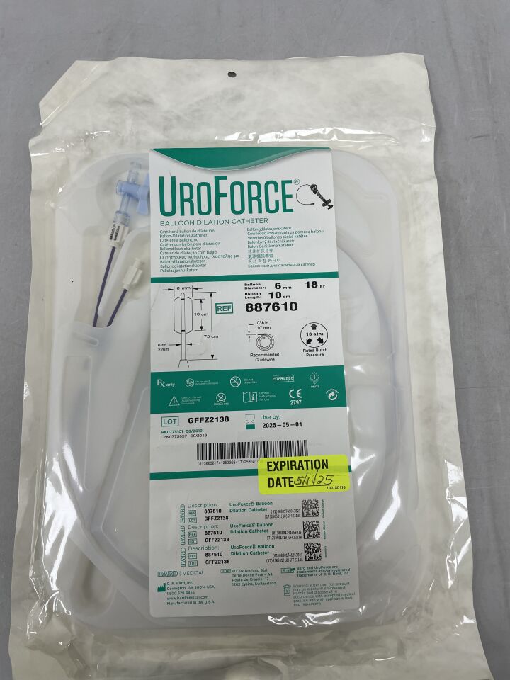 887610 - BARD - UROFORCE Balloon Dilation Catheter, 6mm x 18FR x 10cm length, (EA) - ( Expiry Date: 2025-05-01 )