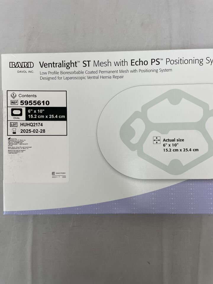 5955610 - BARD - Ventralight ST Mesh with Echo PS: 6" x 10" Oval, (BX/1) - ( Expiry Date: 2025-02-28 )